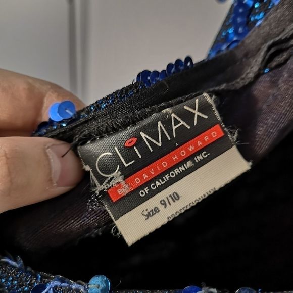 Vintage 80s/90s Blue Sequin Dress Climax Size M - Picture 8 of 9